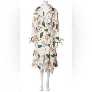 100% Authentic Lafayette 148 Printed Trench Coat with Tags/Size Medium/ RP$1498